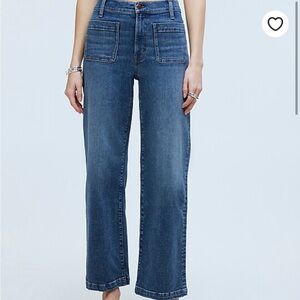 Madewell perfect vintage wide-leg crop jeans patch pocket edition - size 28